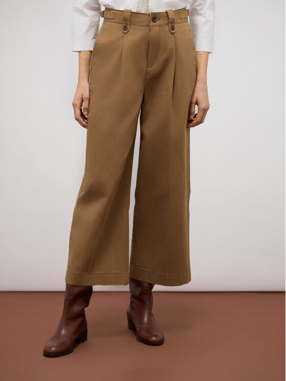 Oltre Oltre Spodnie materiałowe P557R008444N002 Brązowy Baggy Fit