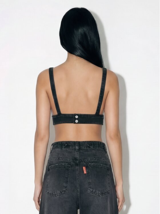 MissDenim MissDenim Top Denim Bra Czarny Basic Fit
