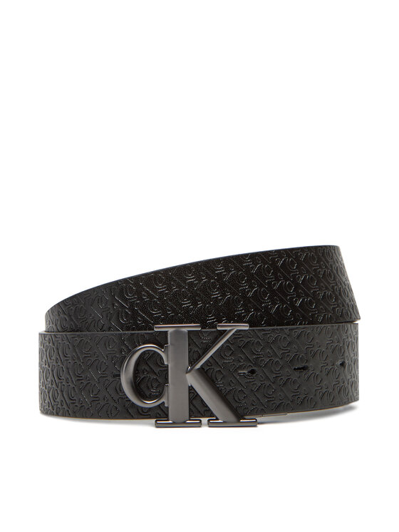 Calvin Klein Jeans Calvin Klein Jeans Мъжки колан Monogram Plaque Buckle 35Mm Adj/Rev LV04G7033G Черен