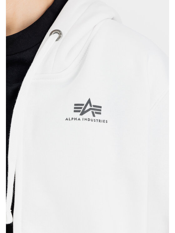 Alpha Industries Alpha Industries Mikina Basic Small Logo Zip Hoodie Biela Regular Fit
