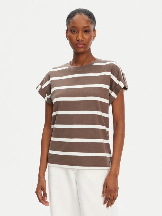 Tommy Hilfiger Tommy Hilfiger Футболка Gold Button WW0WW45628 Коричневий Regular Fit