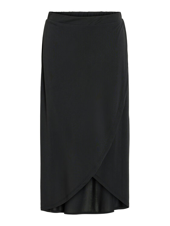 Vila Vila Midi suknja Modala 14101691 Crna Regular Fit
