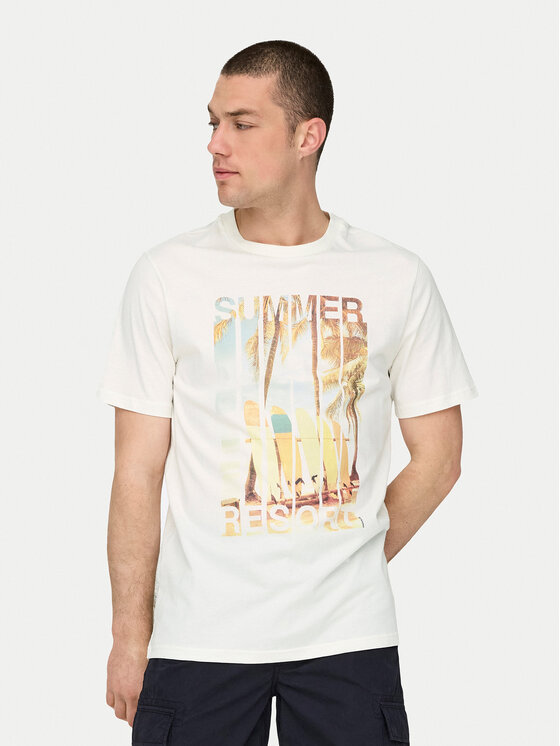 Only & Sons Only & Sons T-shirt Magdy 22029454 Bijela Regular Fit