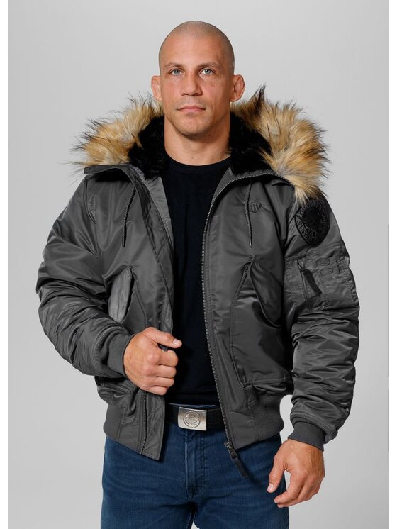 PITBULL PITBULL Kurtka zimowa Harvest Szary Regular Fit