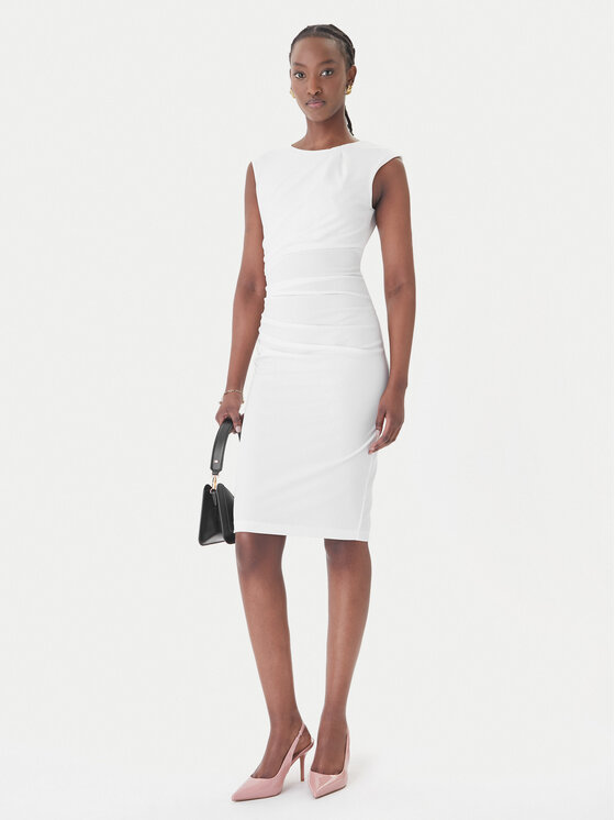 Rinascimento Rinascimento Sukienka koktajlowa CFC0127683003 Biały Slim Fit
