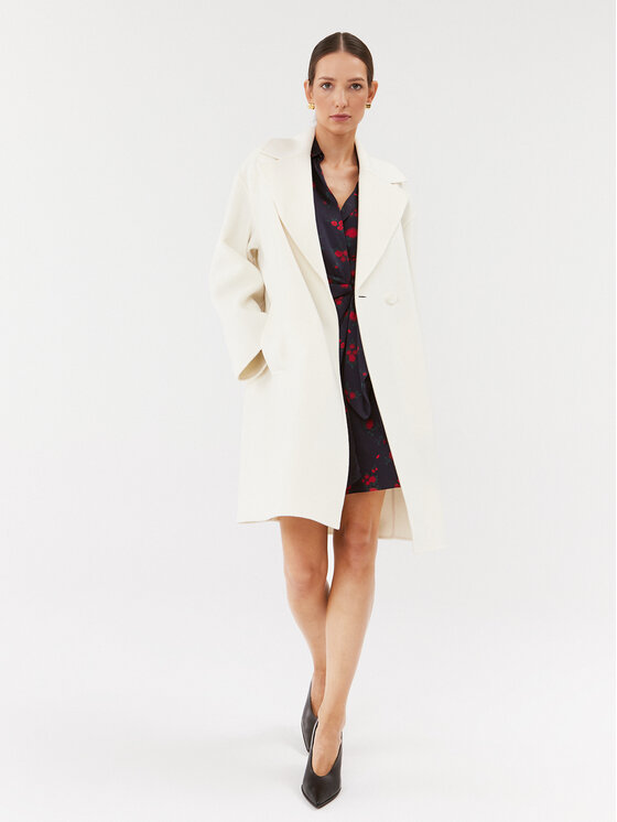 Marella Marella Vlnený kabát Nandina 2330160838200 Écru Regular Fit