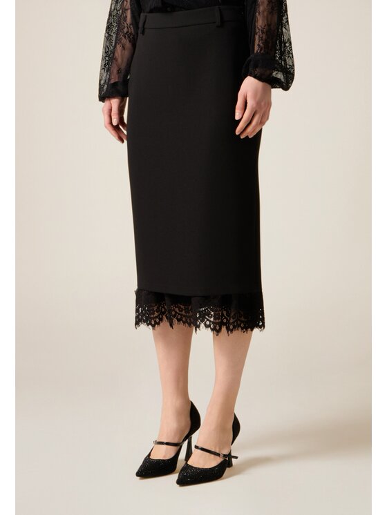 Oltre Oltre Gonna midi 1021R001578N033 Nero Slim Fit