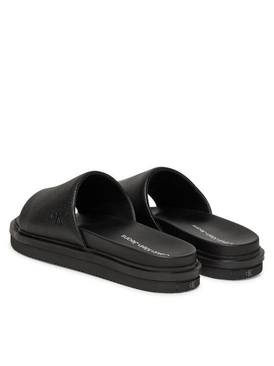 Calvin Klein Jeans Calvin Klein Jeans Şlapi Flat Molded Slide Sandal Lth YM0YM01225 Negru