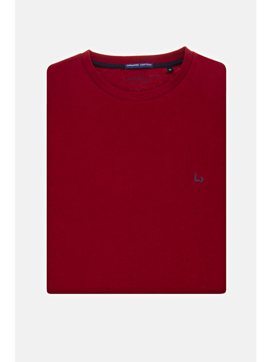 Lancerto Lancerto T-Shirt Mark TS124121000020 Bordowy Regular Fit