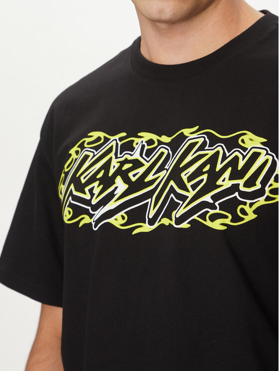Karl Kani Karl Kani T-shirt Woven Signature Heat 60300355 Crna Regular Fit