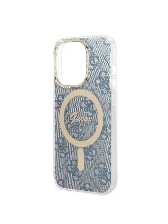 Guess Guess Etui na telefon 4G Metal Gold Logo Niebieski
