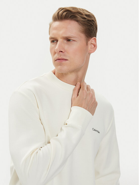 Calvin Klein Calvin Klein Felpa Micro Logo K10K109926 Écru Regular Fit