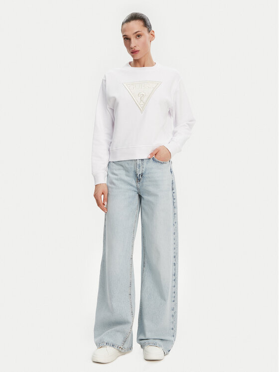 Guess Guess Majica dugih rukava W5GQ12KBKM0 Bijela Regular Fit
