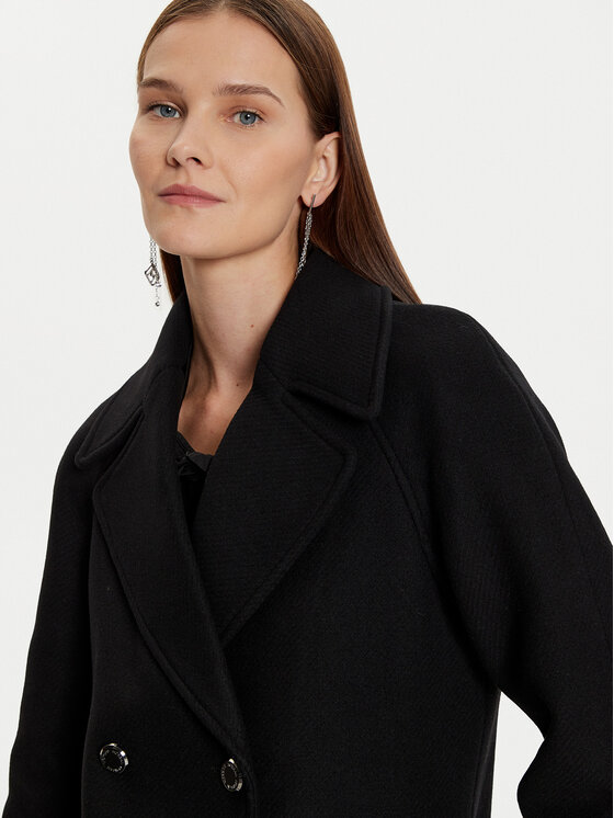 Morgan Morgan Palton de lână 242-GITI Negru Loose Fit