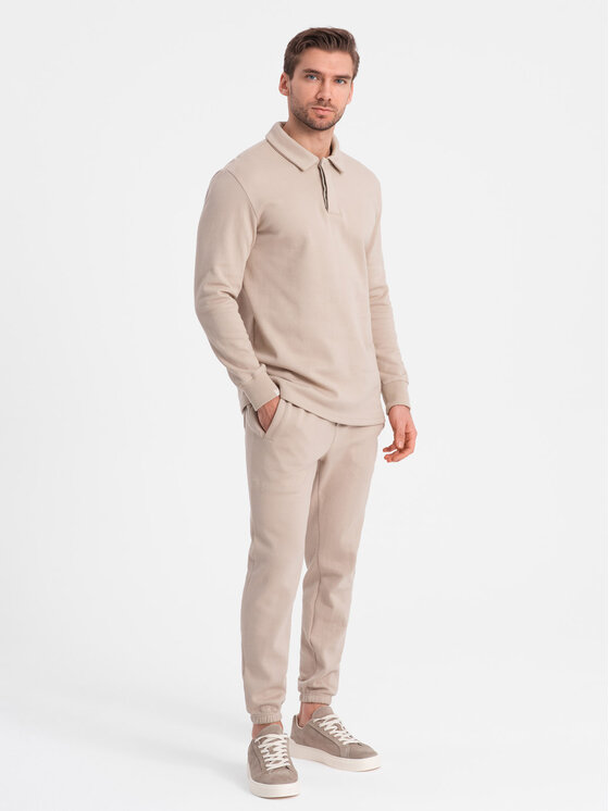 Ombre Ombre Tepláková souprava Z71 Béžová Regular Fit