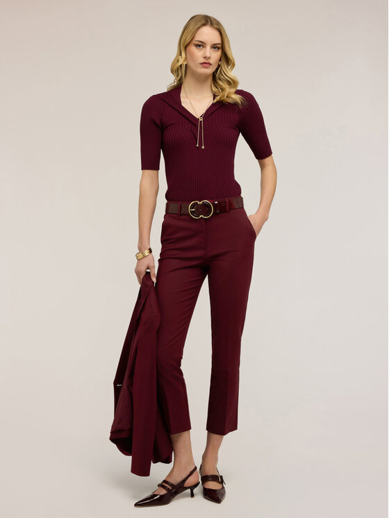 Motivi Motivi Sweter M111W003801N036 Bordowy Slim Fit