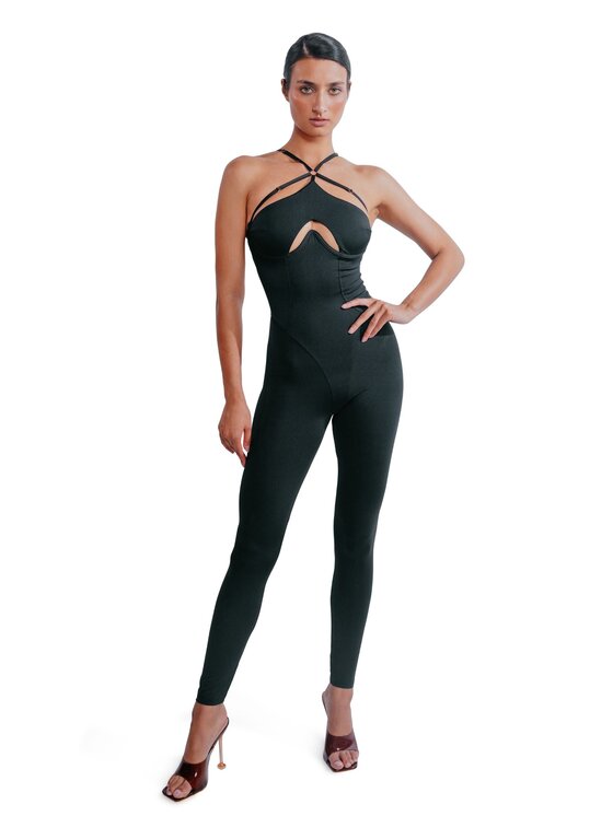 Perilla Perilla Kombinezon Kombinezon Mensy Czarny Slim Fit