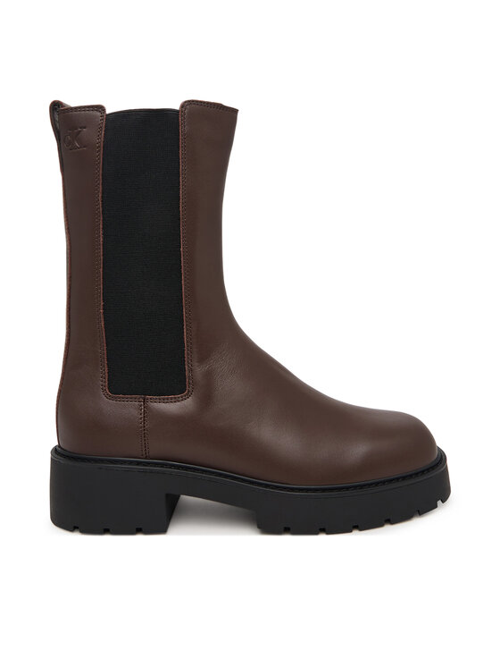 Calvin Klein Calvin Klein Gležnjarji Chelsea Chunky Mid Chelsea Boot Lth YW0YW01909 Temno rjava