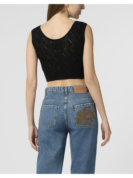 PHILIPP PLEIN PHILIPP PLEIN Tank top 29197 Czarny Skin Tight Fit