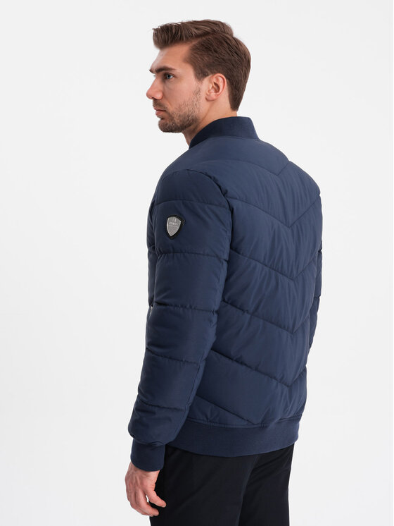 Ombre Ombre Kurtka bomber OM-JALP-0143 Granatowy Regular Fit