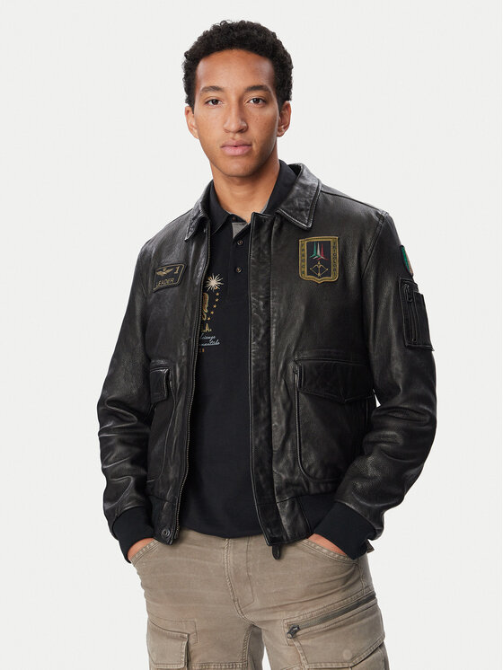 Aeronautica Militare Aeronautica Militare Кожено яке 262PN0895U100839 Черен Regular Fit
