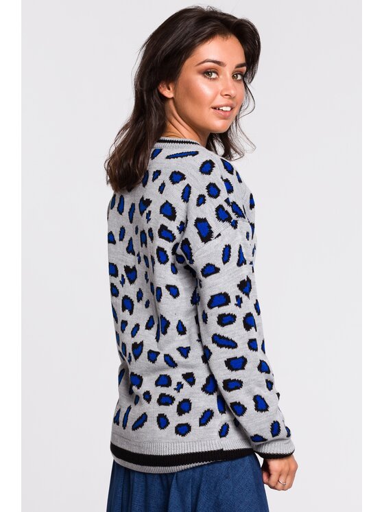BeWear BeWear Sweter BK029 Szary Modern Fit