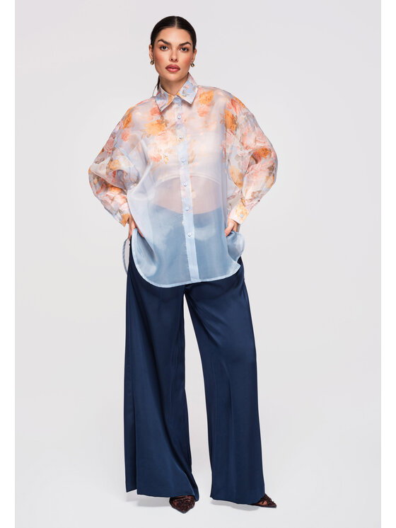 Ombre Ombre Koszula OW-SH-E0028 Niebieski Oversize