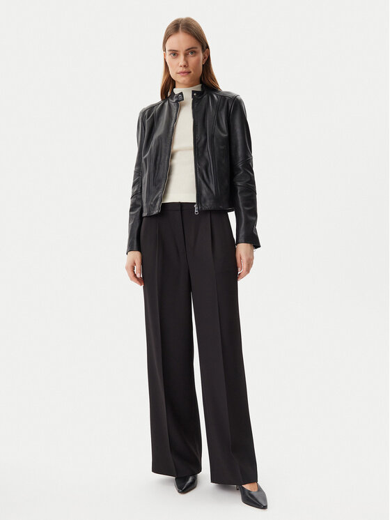 BOSS BOSS Kožená bunda C_Saleste 50522033 Černá Regular Fit