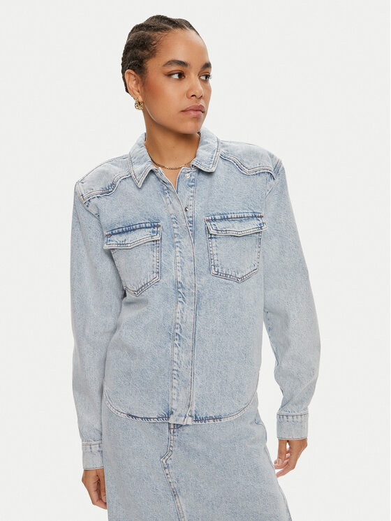 Gestuz Gestuz cămașă de blugi Kaily 10909063 Albastru Oversize