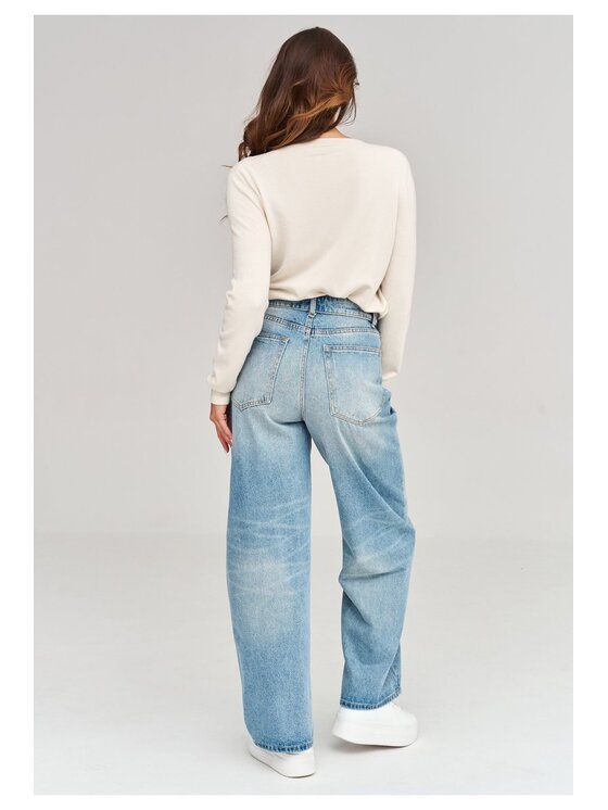 Makadamia Makadamia Jeansy C101 Niebieski Loose Fit