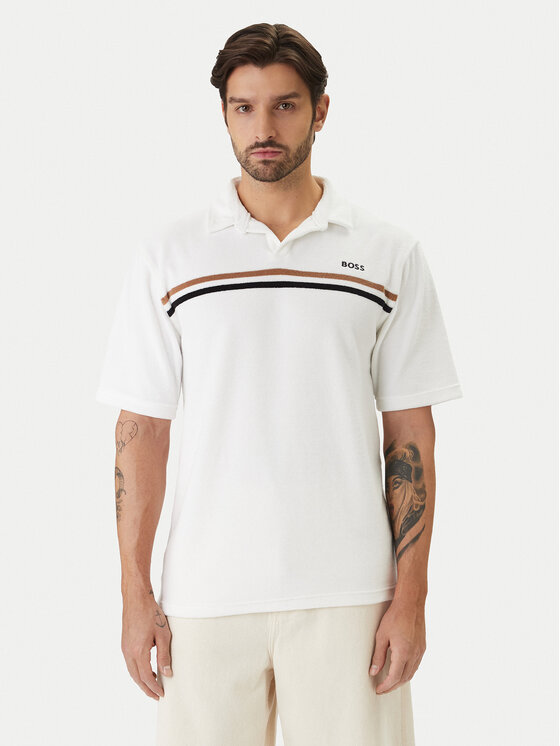 BOSS BOSS Pólóing Iconic 50561186 Fehér Regular Fit