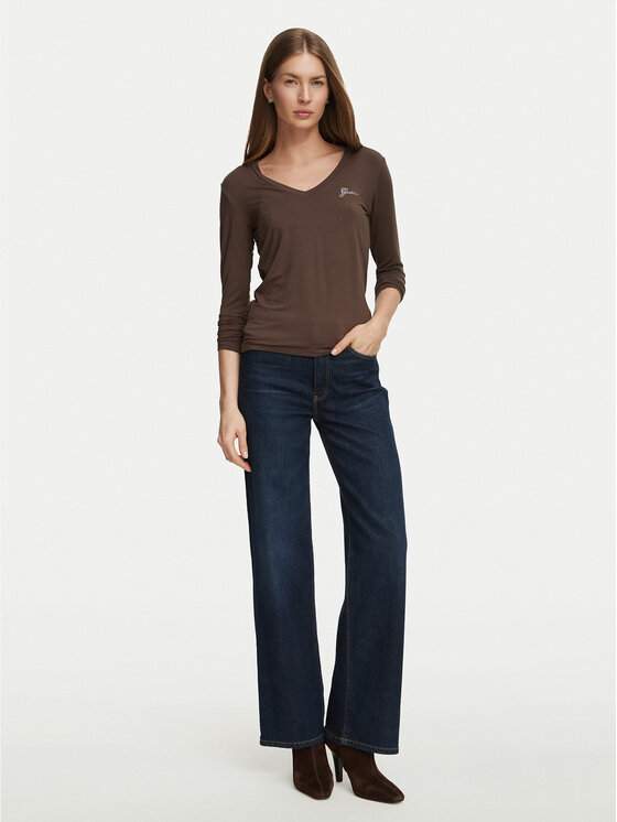 Guess Guess Blusa W6BI56 K6890 Marrone Slim Fit