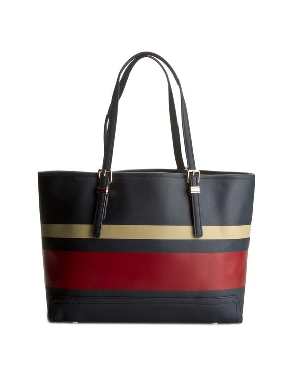 Tommy Hilfiger Handtasche Honey Med Tote Stripe AW0AW03423 Dunkelblau Modivo