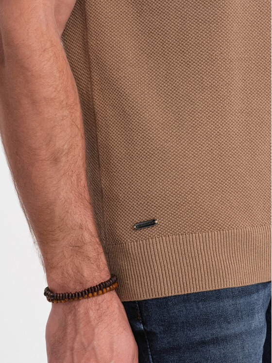 Ombre Ombre Polokošile OM-POSS-0117 Hnědá Regular Fit