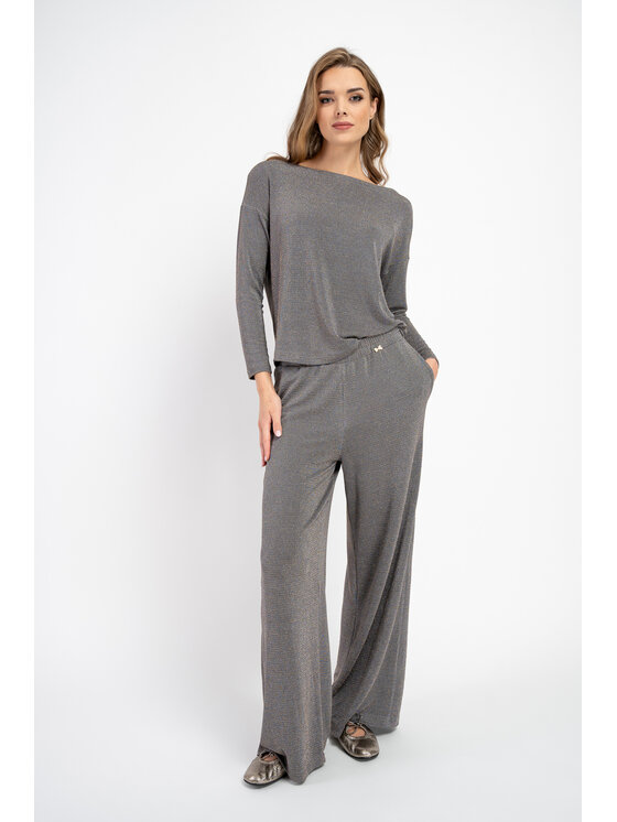 CLICK CLICK Παντελόνι υφασμάτινο 70-813 Ασημί Comfortable Fit