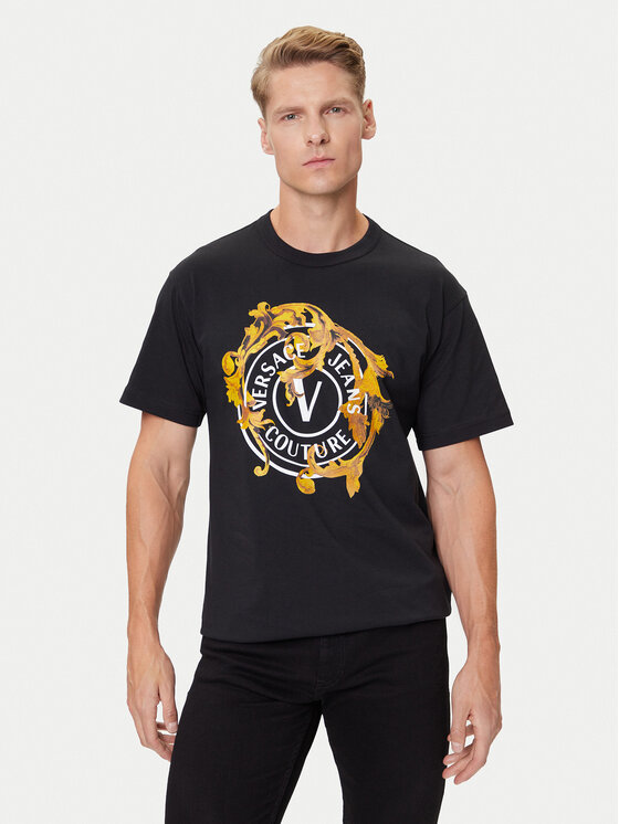 Versace Jeans Couture Versace Jeans Couture T-krekls 79GAHE01 CJ00T Melns Regular Fit