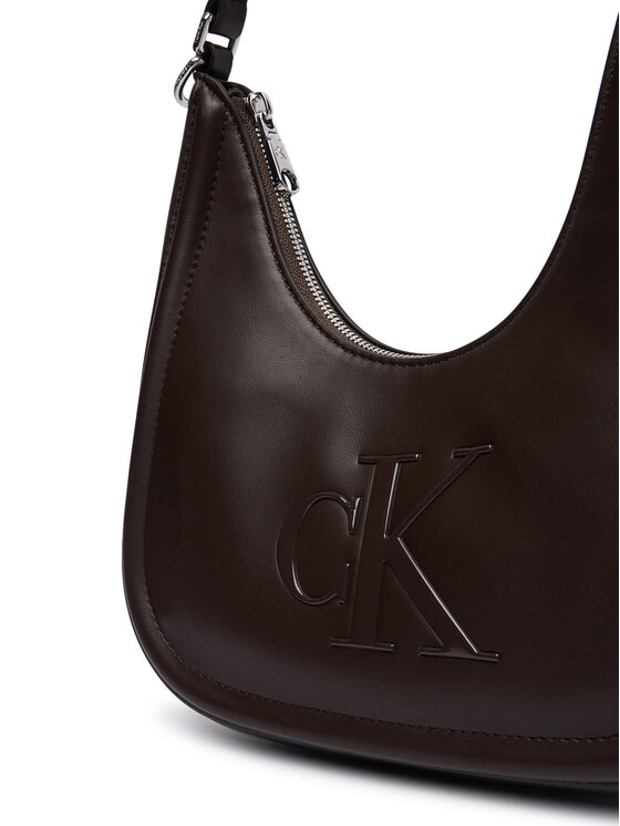 Calvin Klein Calvin Klein Torebka Bold Ck Small Crescent Bag LV04F3561G Brązowy ciemny