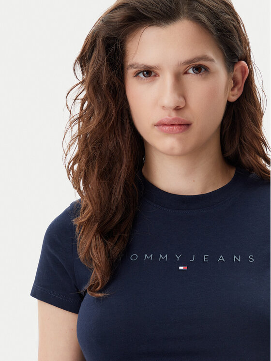 Tommy Jeans Tommy Jeans T-Shirt Tonal Linear DW0DW20315 Granatowy Slim Fit