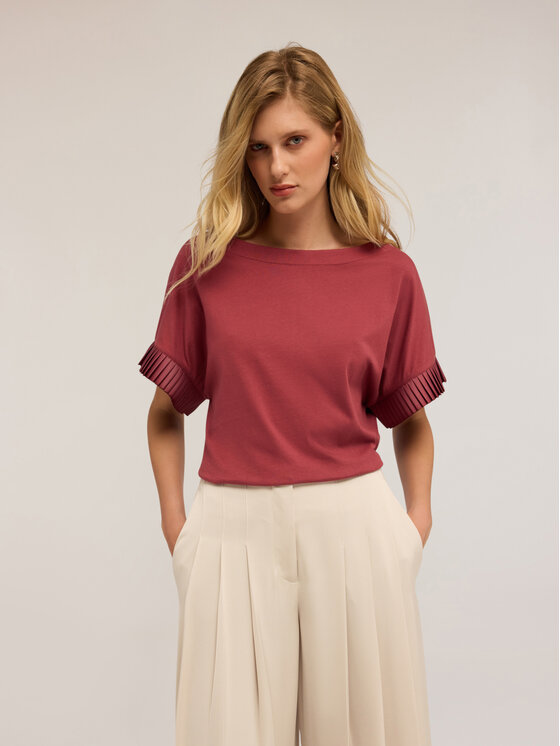 Motivi Motivi T-shirt G378W003430N016 Bordeaux Boxy Fit