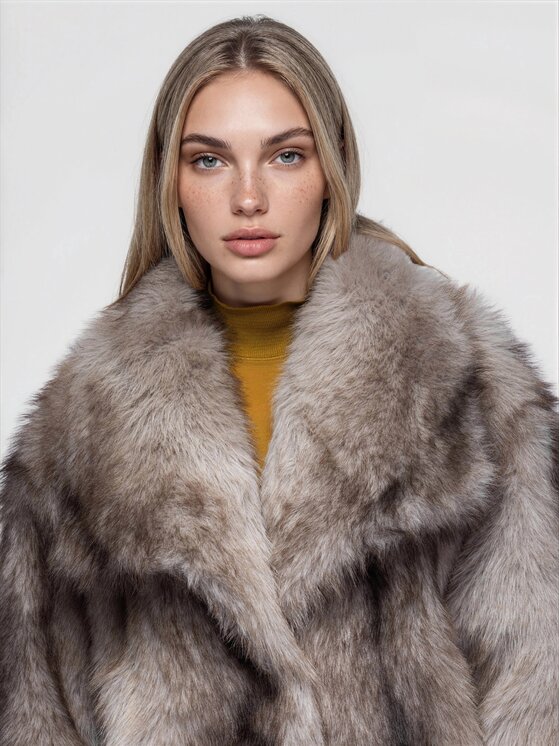 Ombre Ombre Futro OW-FR-E0004 Szary Oversize