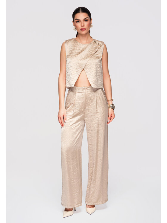 Ombre Ombre Spodnie materiałowe OW-PA-E0002 Khaki Relaxed Fit