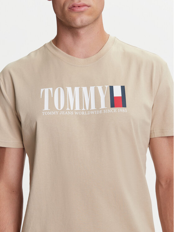 Tommy Jeans Tommy Jeans Tričko Dna Flag DM0DM21941 Béžová Regular Fit