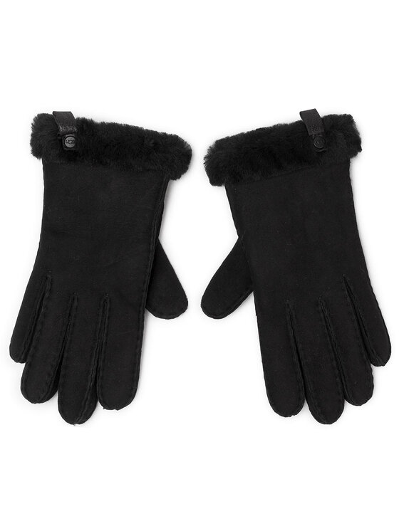Ugg Ženske rokavice W Shorty Glove W Leather Trim 17367 Črna