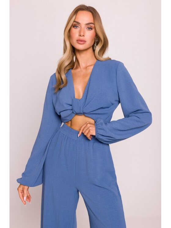 Made of Emotion Made of Emotion Spodnie materiałowe M862 Granatowy Wide Leg