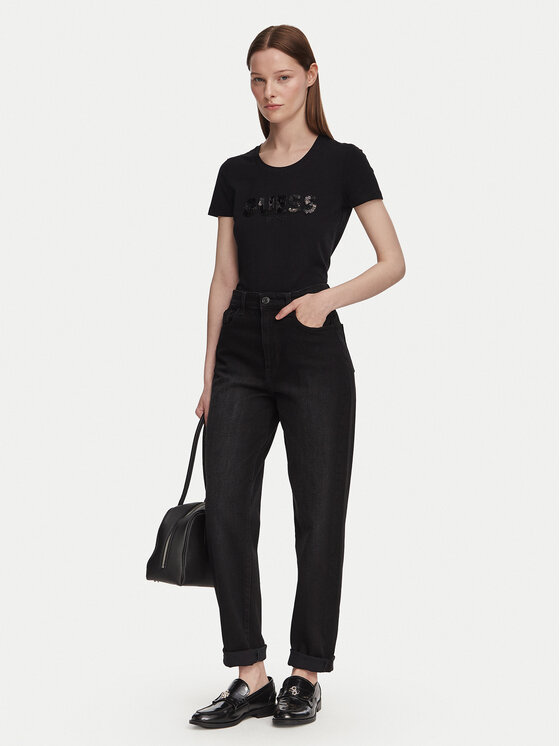 Guess Guess T-shirt W5GI17 J1314 Crna Slim Fit
