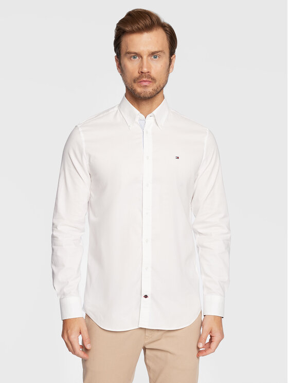 Tommy Hilfiger Tommy Hilfiger Särk Oxford Solid MW0MW26856 Valge Slim Fit