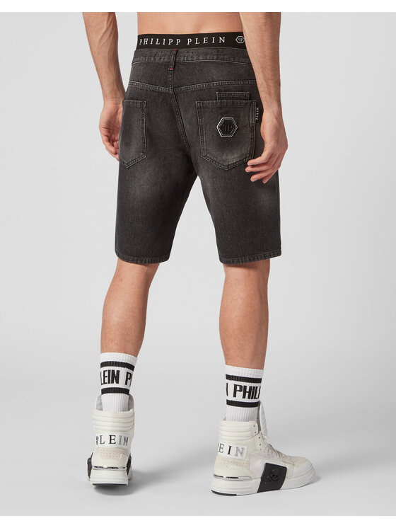 PHILIPP PLEIN PHILIPP PLEIN Szorty jeansowe 1087 Szary Regular Fit