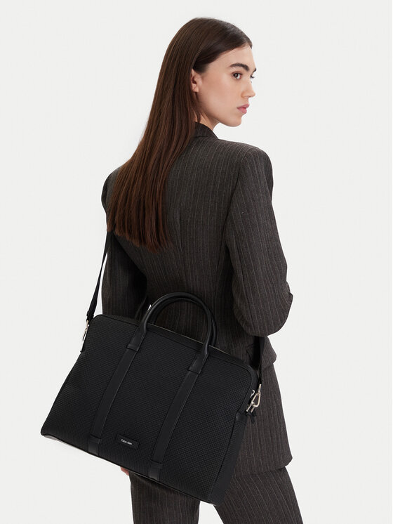Calvin Klein Calvin Klein Geantă pentru laptop Embossed Woven Commuter LV04D3207G Negru