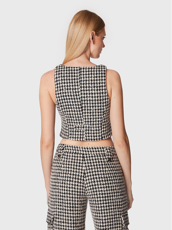 ROTATE ROTATE Gilet Sparkly Houndstooth RT1903 Bianco Slim Fit