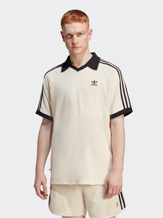 adidas Тениска с яка и копчета Adicolor Classics Waffle Polo Shirt HA9311 Бежов Regular Fit